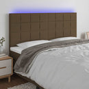 sengegavl med LED-lys 160x5x118/128 cm stof mørkebrun - xlshop.dk