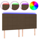 sengegavl med LED-lys 160x5x118/128 cm stof mørkebrun - xlshop.dk
