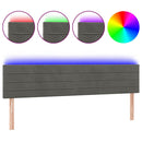 sengegavl med LED-lys 160x5x78/88 cm velour mørkegrå - xlshop.dk