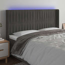 sengegavl med LED-lys 163x16x118/128 cm fløjl mørkegrå - xlshop.dk