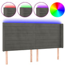 sengegavl med LED-lys 163x16x118/128 cm fløjl mørkegrå - xlshop.dk