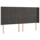 sengegavl med LED-lys 163x16x118/128 cm fløjl mørkegrå - xlshop.dk