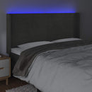 sengegavl med LED-lys 163x16x118/128 cm fløjl mørkegrå - xlshop.dk