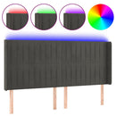 sengegavl med LED-lys 163x16x118/128 cm fløjl mørkegrå - xlshop.dk
