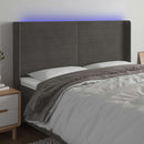sengegavl med LED-lys 163x16x118/128 cm fløjl mørkegrå - xlshop.dk