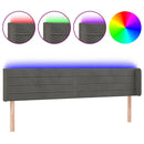 sengegavl med LED-lys 163x16x78/88 cm fløjl mørkegrå - xlshop.dk