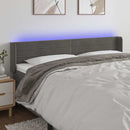 sengegavl med LED-lys 163x16x78/88 cm fløjl mørkegrå - xlshop.dk