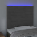 sengegavl med LED-lys 80x5x118/128 cm fløjl mørkegrå - xlshop.dk