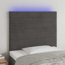sengegavl med LED-lys 80x5x118/128 cm fløjl mørkegrå - xlshop.dk