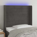 sengegavl med LED-lys 83x16x118/128 cm fløjl mørkegrå - xlshop.dk