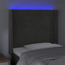 sengegavl med LED-lys 83x16x118/128 cm fløjl mørkegrå - xlshop.dk