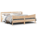 sengeramme med sengegavl 200x200 cm massivt fyrretræ - xlshop.dk