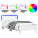 sengeramme med sengegavl og LED-lys 90x200 cm hvid - xlshop.dk