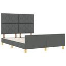 Sengestel med hovedgærde Mørkegrå 140 x 190 cm Stof - xlshop.dk