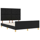Sengestel med hovedgærde Sort 160 x 200 cm Stof - xlshop.dk