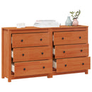 Sideboard 2 pcs VoksBrun 140 x 35 x 80 cm Massivt fyrretræ - xlshop.dk
