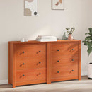 Sideboard 2 pcs VoksBrun 140 x 35 x 80 cm Massivt fyrretræ - xlshop.dk