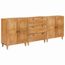 Sideboard 3 stk. 180 x 33,5 x 75 cm Massivt mangotræ Brun - xlshop.dk