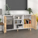 skænk 105x30x60 cm massivt fyrretræ og naturlig rattan hvid - xlshop.dk