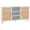 skænk 105x30x60 cm massivt fyrretræ og naturlig rattan hvid - xlshop.dk