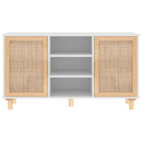 skænk 105x30x60 cm massivt fyrretræ og naturlig rattan hvid - xlshop.dk