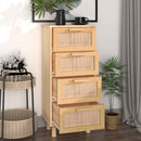 skænk 40x30x90 cm massivt fyrretræ og naturlig rattan brun - xlshop.dk