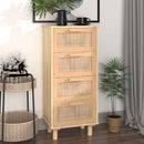 skænk 40x30x90 cm massivt fyrretræ og naturlig rattan brun - xlshop.dk