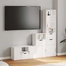 TV-skabe 4 stk med opbevaring ODDA massivt fyrretræ hvid - xlshop.dk