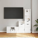 TV-skabe 4 stk med opbevaring ODDA massivt fyrretræ hvid - xlshop.dk