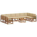 Udendørs sofagruppe med pude 11 pcs Naturlig og Beige - xlshop.dk
