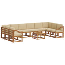 Udendørs sofagruppe med pude 11 pcs Naturlig og Beige - xlshop.dk