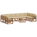 Udendørs sofagruppe med pude 11 pcs Naturlig og Beige - xlshop.dk