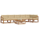 Udendørs sofagruppe med pude 7 pcs Naturlig og Beige - xlshop.dk