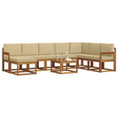 Udendørs sofagruppe med pude 9 pcs Naturlig og Beige - xlshop.dk