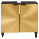 Vaskeskab med dør Sort og Guld 62 x 33 x 58 cm Massivt mangotræ - xlshop.dk