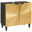 Vaskeskab med dør Sort og Guld 62 x 33 x 58 cm Massivt mangotræ - xlshop.dk